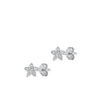 Sterling Silver CZ Flower Earrings