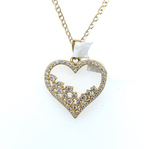 14K Gold Heart Cz Pendant