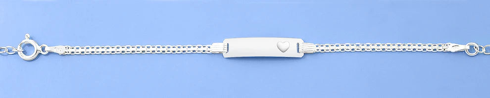 Sterling Silver Childrens Heart ID Bracelet