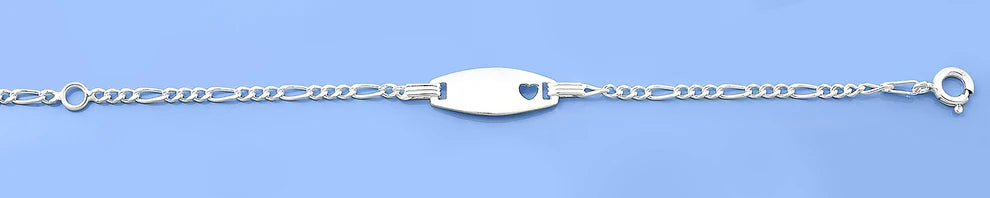Sterling Silver Childrens Heart ID Bracelet