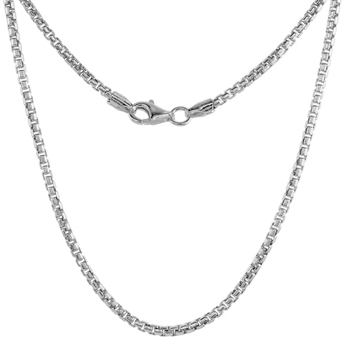 Sterling Silver 18' 2mm Round Box Chain Necklace for Men & Women (Copy)
