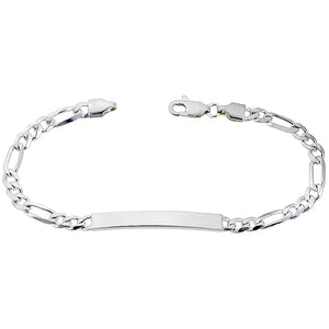 Sterling Silver ID Bracelet Figaro Link Small 3/16 inch Nickel Free Italy