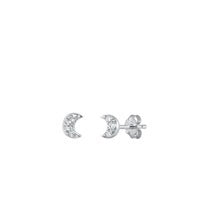 Sterling Silver Moon CZ Earrings