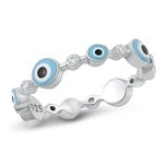 Sterling Silver CZ Evil Eye Ring