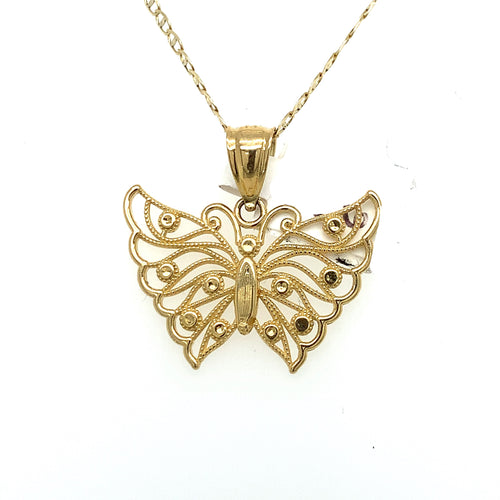 14K Gold Butterfly Pendant