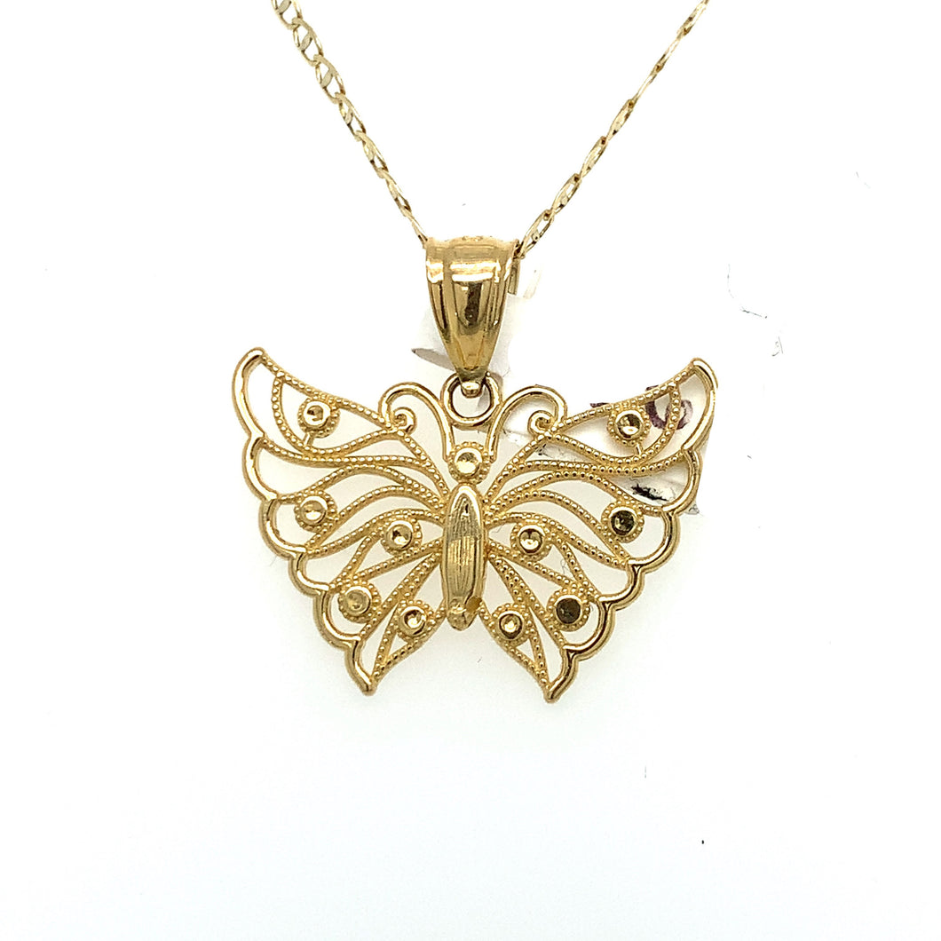 14K Gold Butterfly Pendant