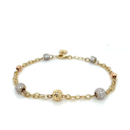 14K Gold Sphere Cz Bracelet