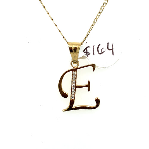 14K Gold Letter E Pendant