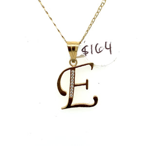 14K Gold Letter E Pendant