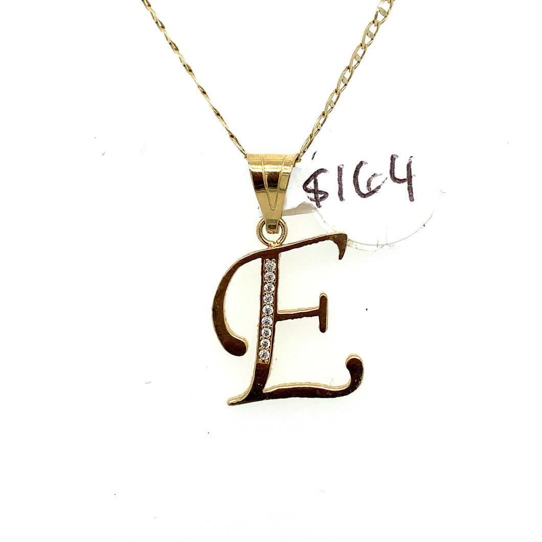 14K Gold Letter E Pendant