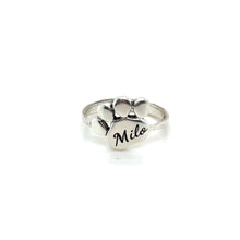Load image into Gallery viewer, Customized Sterling Silver Paw Name Ring