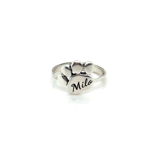 Customized Sterling Silver Paw Name Ring