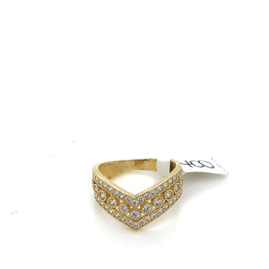 14K Gold V Cz Ring