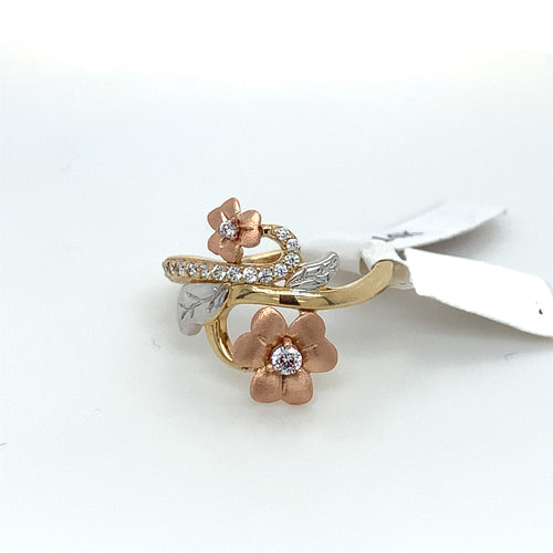 14K Gold Rose Cz Ring