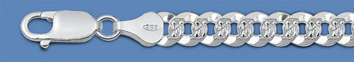 Sterling Silver Pave Flat Curb Chain / Bracelet