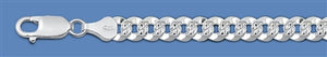 Sterling Silver Pave Flat Curb Chain / Bracelet 10.8mm