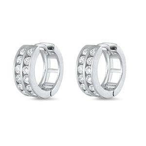 Silver CZ Huggie Earrings
