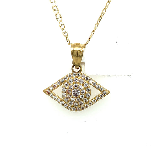 14K Gold Evil Eye Pendant