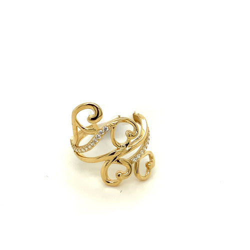 14K Gold Hearts Ring