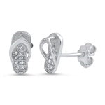 Sterling Silver Flip Flops Cz Earring
