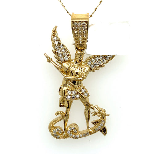 14K Gold Angel Cz Pendant