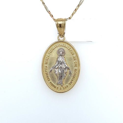 14K Gold Mother Mary Pendant