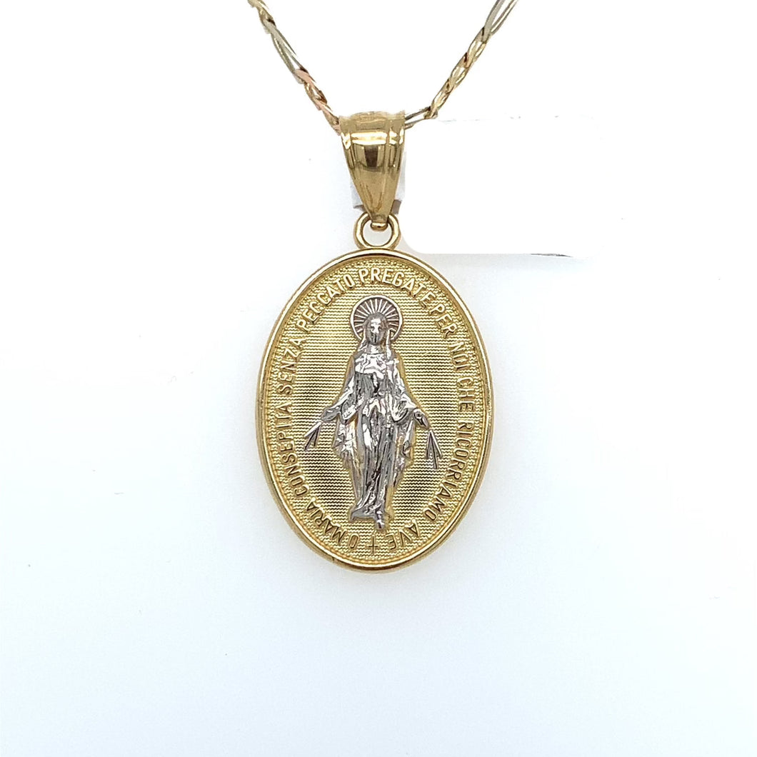 14K Gold Mother Mary Pendant
