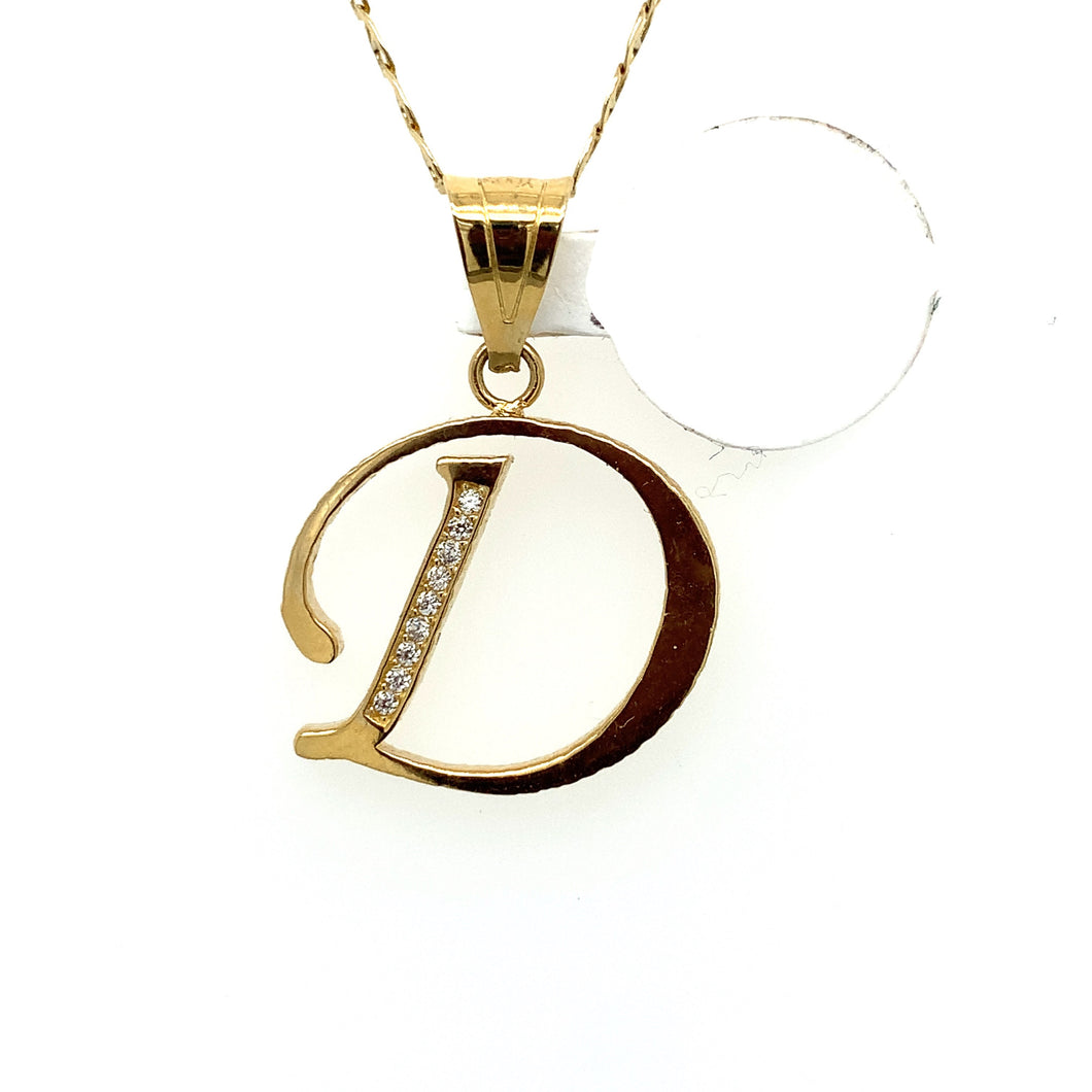 14K Gold Letter D Pendant