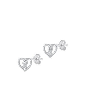 Sterling Silver CZ Heart Earrings