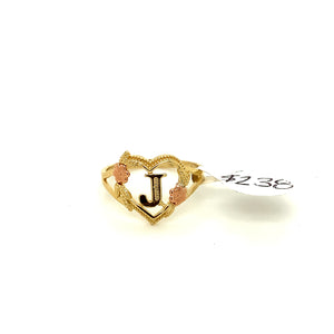 14K Gold Heart Letter J Ring