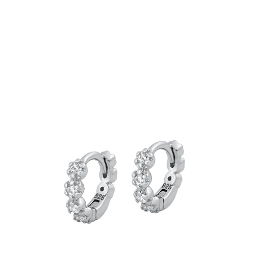 Sterling Silver CZ Huggie Earrings