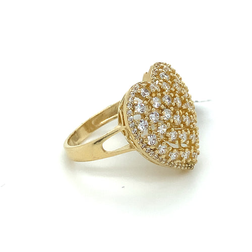 14K Gold Heart Cz Ring