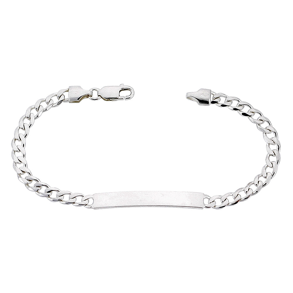 Sterling Silver ID Bracelet Curb Link Small 3/16 inch Nickel Free Italy