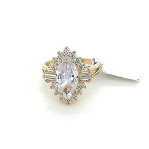 14K Gold Oval Cz Ring