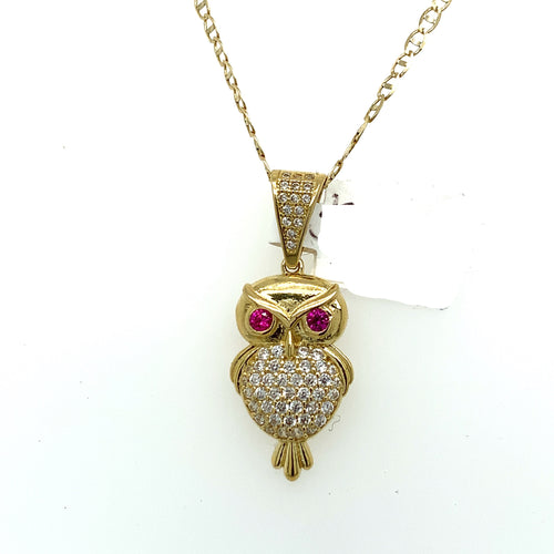 14K Gold Owl Pendant