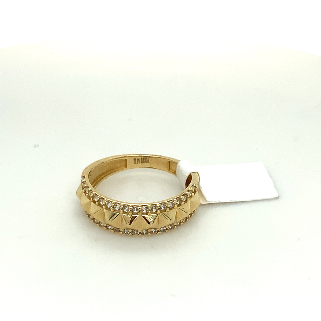 14K Gold Diamond Cut Cz Ring