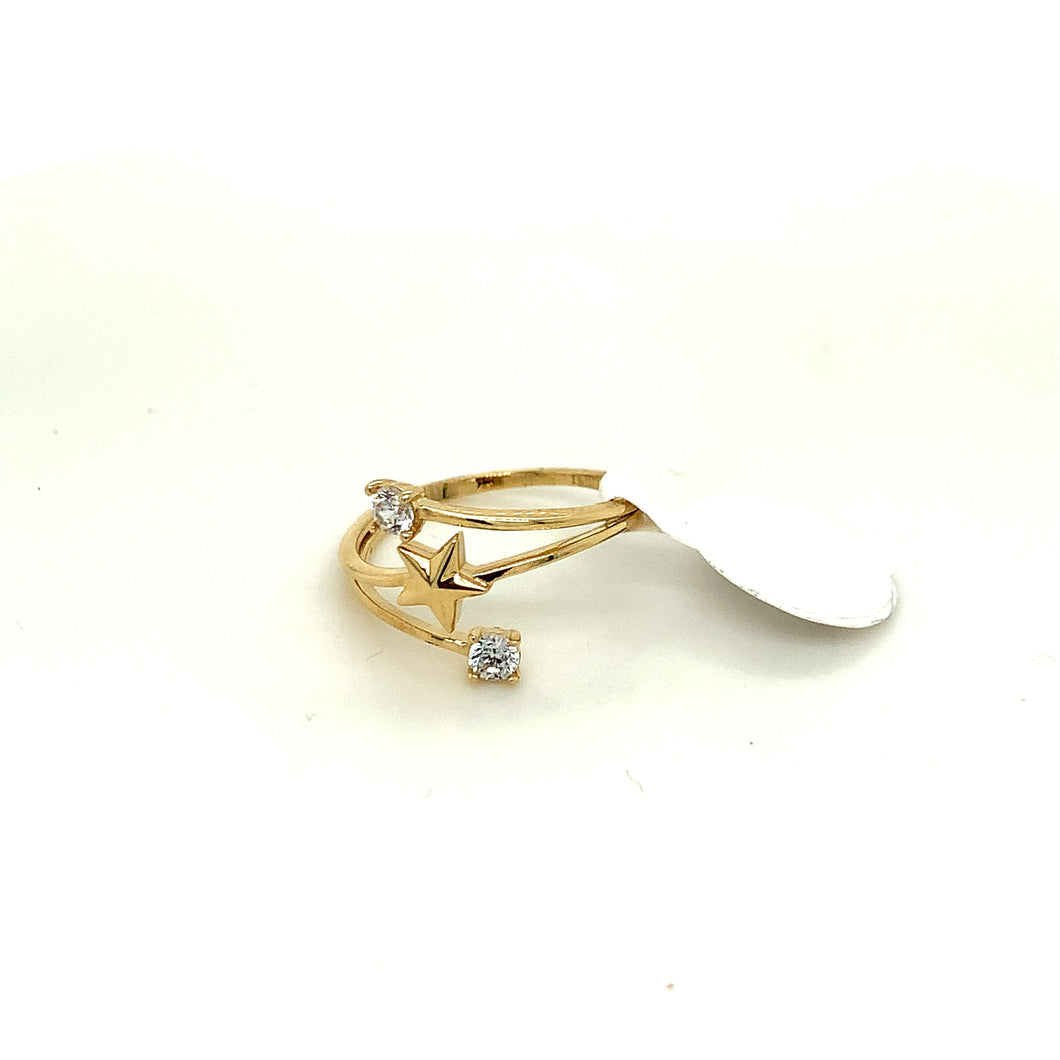 14K Gold Star Cz Ring