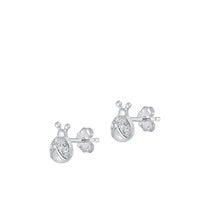 Sterling Silver CZ Earrings - ladybug