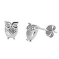Sterling Silver Owl CZ Earring