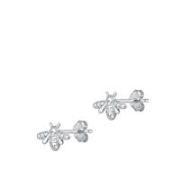 Sterling Silver Bee CZ Earrings