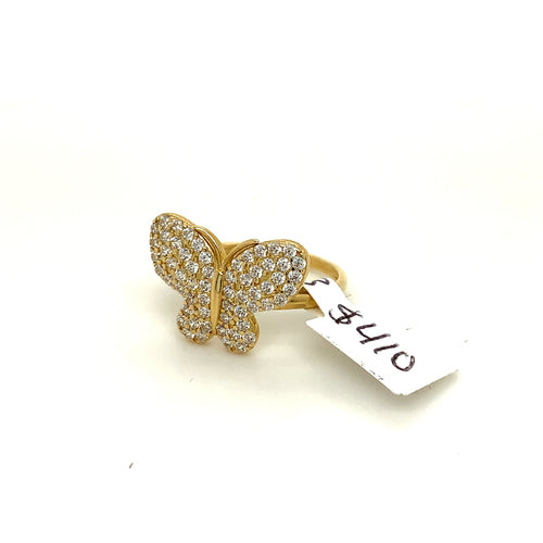 14K Gold Butterfly Cz Ring