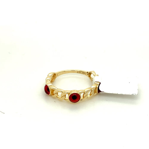 14K Gold Red Evil Eye Ring