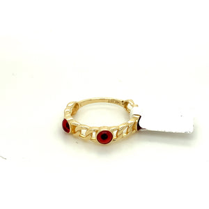14K Gold Red Evil Eye Ring