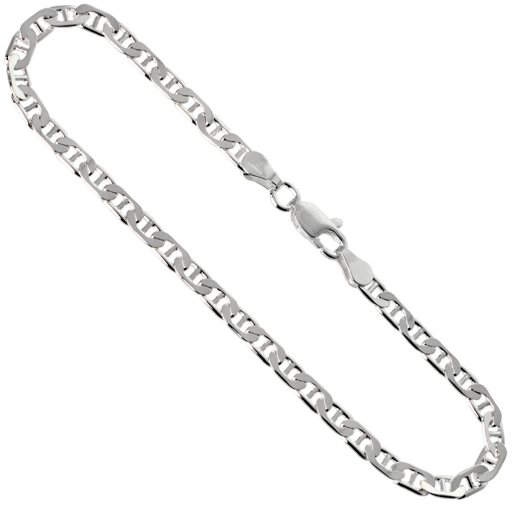 Sterling Silver 8' 3.7mm Flat Mariner Link Bracelet