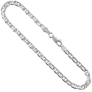 Sterling Silver 3.7mm 7' Flat Mariner Link Chain Bracelet