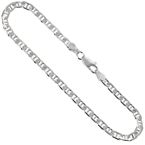 Sterling Silver 22' 3.7mm Flat Mariner Link Chain Necklaces
