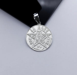 Sterling Silver Pendant Tetragrammaton Medal Pentagram