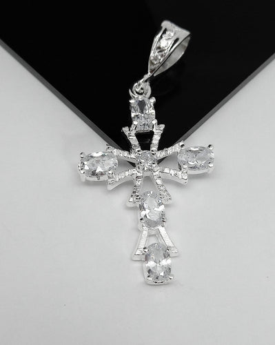 Sterling Silver Pendant Cross Cz