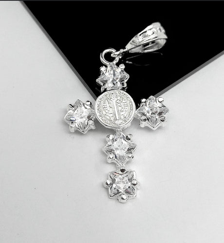 Sterling Silver Pendant Cross San Benito Cz