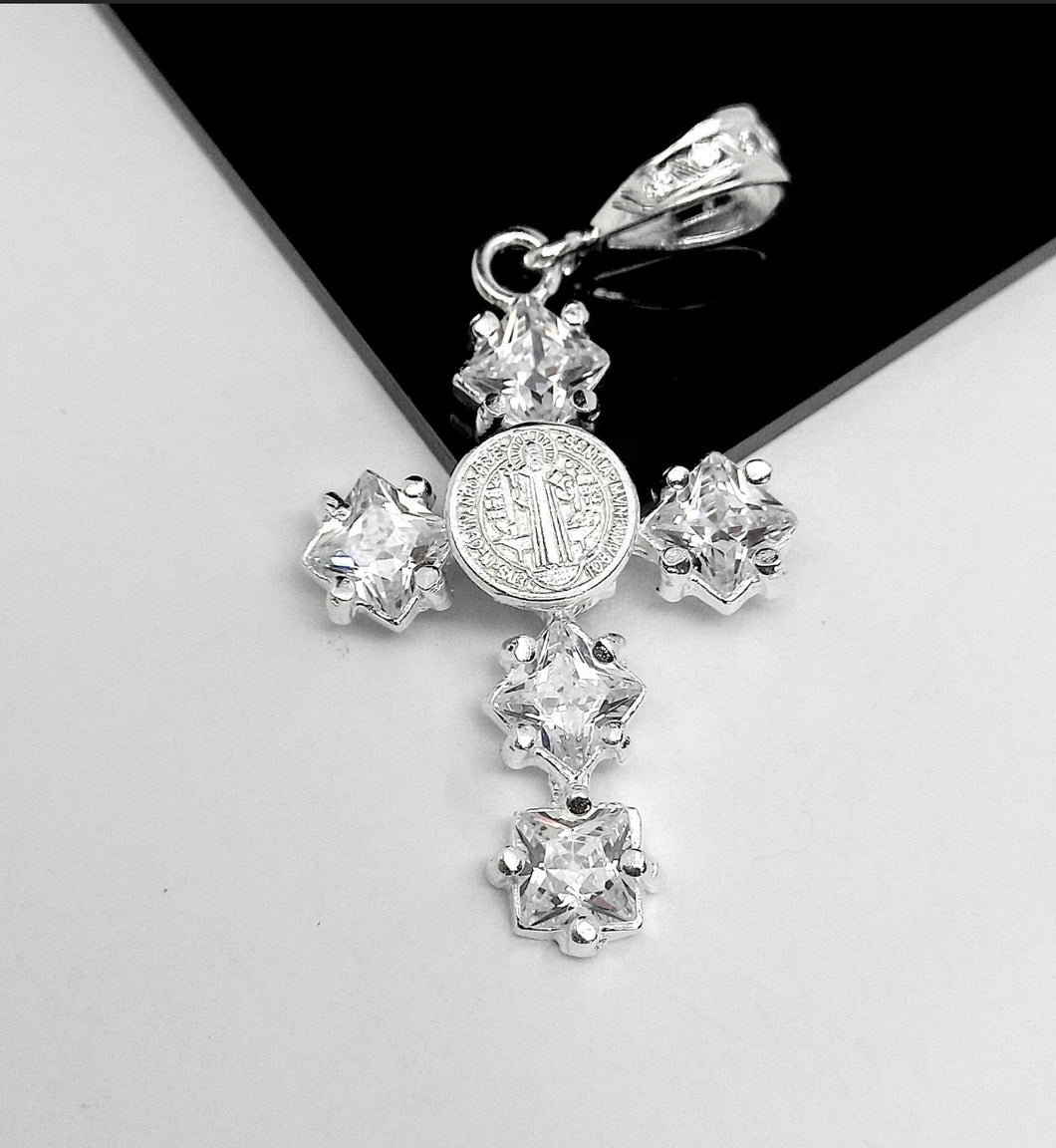 Sterling Silver Pendant Cross San Benito Cz